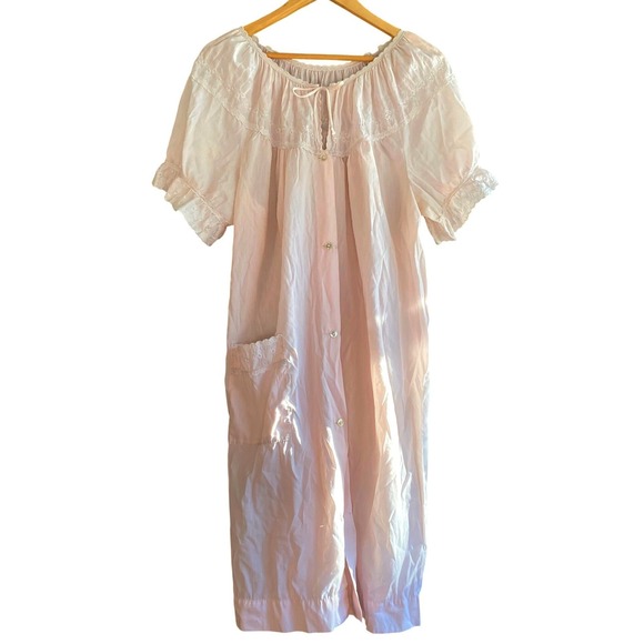 Vintage 1980s Lace Pink Chemise Nightgown Dress XL Romantic Feminine Victorian